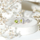 1 Carat Peridot Stud Earrings with Diamond Halo AAA - Rosec Jewels