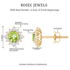 1 Carat Peridot Stud Earrings with Diamond Halo AAA - Rosec Jewels