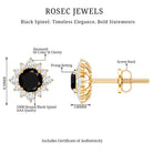 0.9 Carat Black Spinel and Diamond Classic Halo Stud Earrings AAA - Rosec Jewels