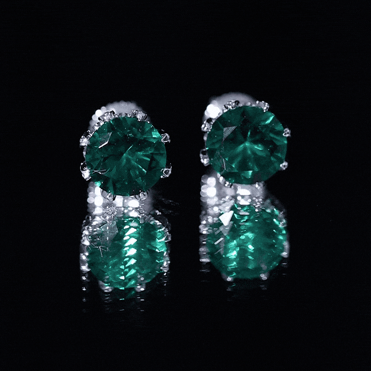 4.3 Carat Certified Lab Created Emerald Floral Stud Earrings AAAA - Rosec Jewels