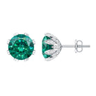 4.3 Carat Certified Lab Created Emerald Floral Stud Earrings AAAA - Rosec Jewels