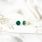 4.3 Carat Certified Lab Created Emerald Floral Stud Earrings AAAA - Rosec Jewels