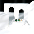 4.3 Carat Certified Lab Created Emerald Floral Stud Earrings AAAA - Rosec Jewels