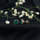 4.3 Carat Certified Lab Created Emerald Floral Stud Earrings AAAA - Rosec Jewels
