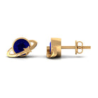2 CT Solitaire Blue Sapphire Celestial Stud Earrings in Bezel Setting AAA - Rosec Jewels