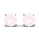 8 MM Rose Quartz Solitaire Stud Earrings with Screw Back Finding Rose Quartz - ( AAA ) - Quality - Rosec Jewels