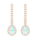 Real 1.4 Carat Ethiopian Opal Teardrop Hoop Earrings with Certificate AAA - Rosec Jewels