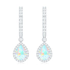 Real 1.4 Carat Ethiopian Opal Teardrop Hoop Earrings with Certificate AAA - Rosec Jewels