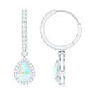 Real 1.4 Carat Ethiopian Opal Teardrop Hoop Earrings with Certificate AAA - Rosec Jewels