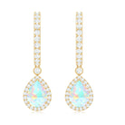 Real 1.4 Carat Ethiopian Opal Teardrop Hoop Earrings with Certificate AAA - Rosec Jewels