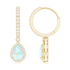 Real 1.4 Carat Ethiopian Opal Teardrop Hoop Earrings with Certificate AAA - Rosec Jewels