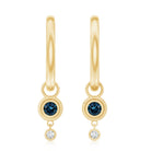 Bezel Set London Blue Topaz and Lab Diamond Hoop Drop Earrings AAA - Rosec Jewels