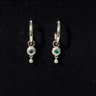 Certified Lab Grown Emerald and Diamond Drop Hoop Earrings AAAA - Rosec Jewels