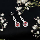 Lab Grown Ruby Diamond Drop Earrings AAAA - Rosec Jewels