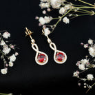 Lab Grown Ruby Diamond Drop Earrings AAAA - Rosec Jewels