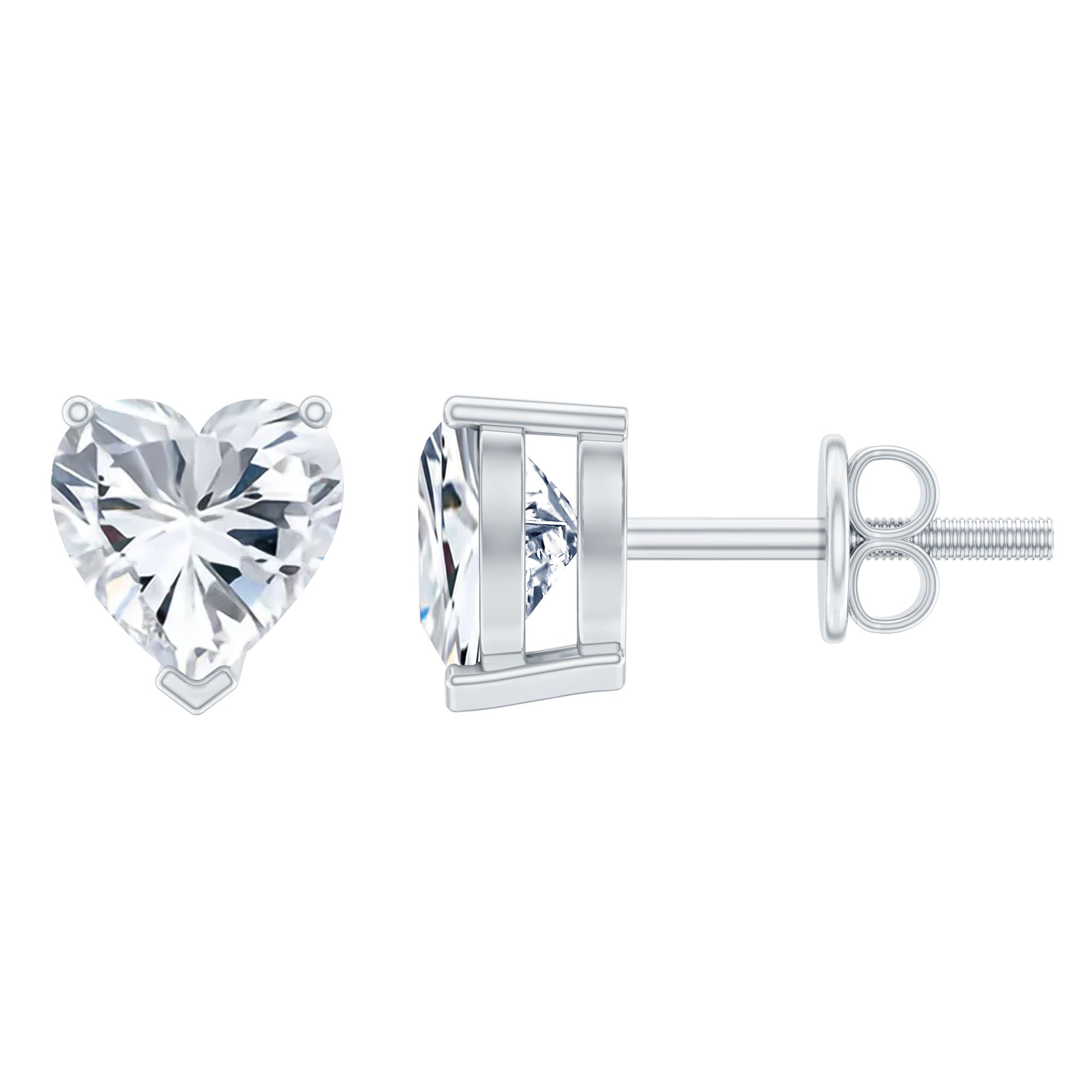 Lab Grown Diamond Heart Stud Earrings in 14K Gold Plated Silver