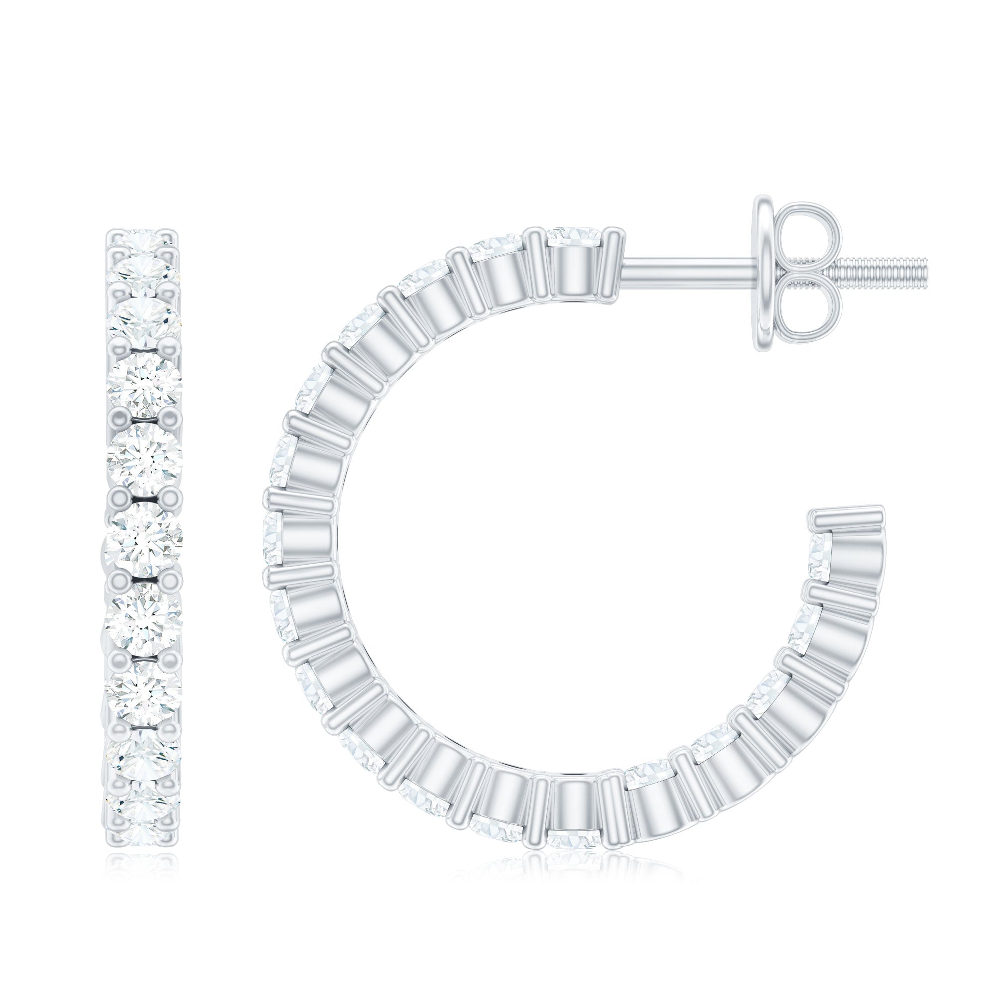 Rosec Jewels-Lab Grown Diamond Hoop Earrings with Screw Back