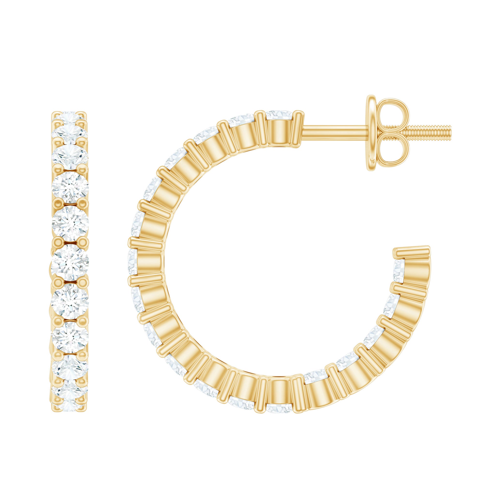 Rosec Jewels-Lab Grown Diamond Hoop Earrings with Screw Back
