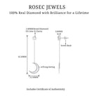 Rosec Jewels-1/2 CT Diamond Star and Moon Drop Chain Earrings