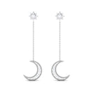 Rosec Jewels-1/2 CT Diamond Star and Moon Drop Chain Earrings