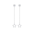 Diamond Star Chain Dangle Earrings Diamond - ( HI-SI ) - Color and Clarity - Rosec Jewels
