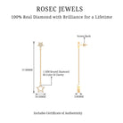Diamond Star Chain Dangle Earrings Diamond - ( HI-SI ) - Color and Clarity - Rosec Jewels