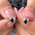 4X5 MM Oval Cut Blue Sapphire Turtle Solitaire Stud Earrings in Prong Setting Blue Sapphire - ( AAA ) - Quality - Rosec Jewels