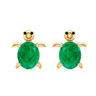 Oval Shaped Emerald Turtle Stud Earrings AAA - Rosec Jewels