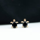 Oval Shaped Black Onyx Turtle Stud Earrings AAA - Rosec Jewels