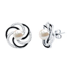 Rosec Jewels-Cultured Freshwater Pearl Statement Earrings with CZ Diamond