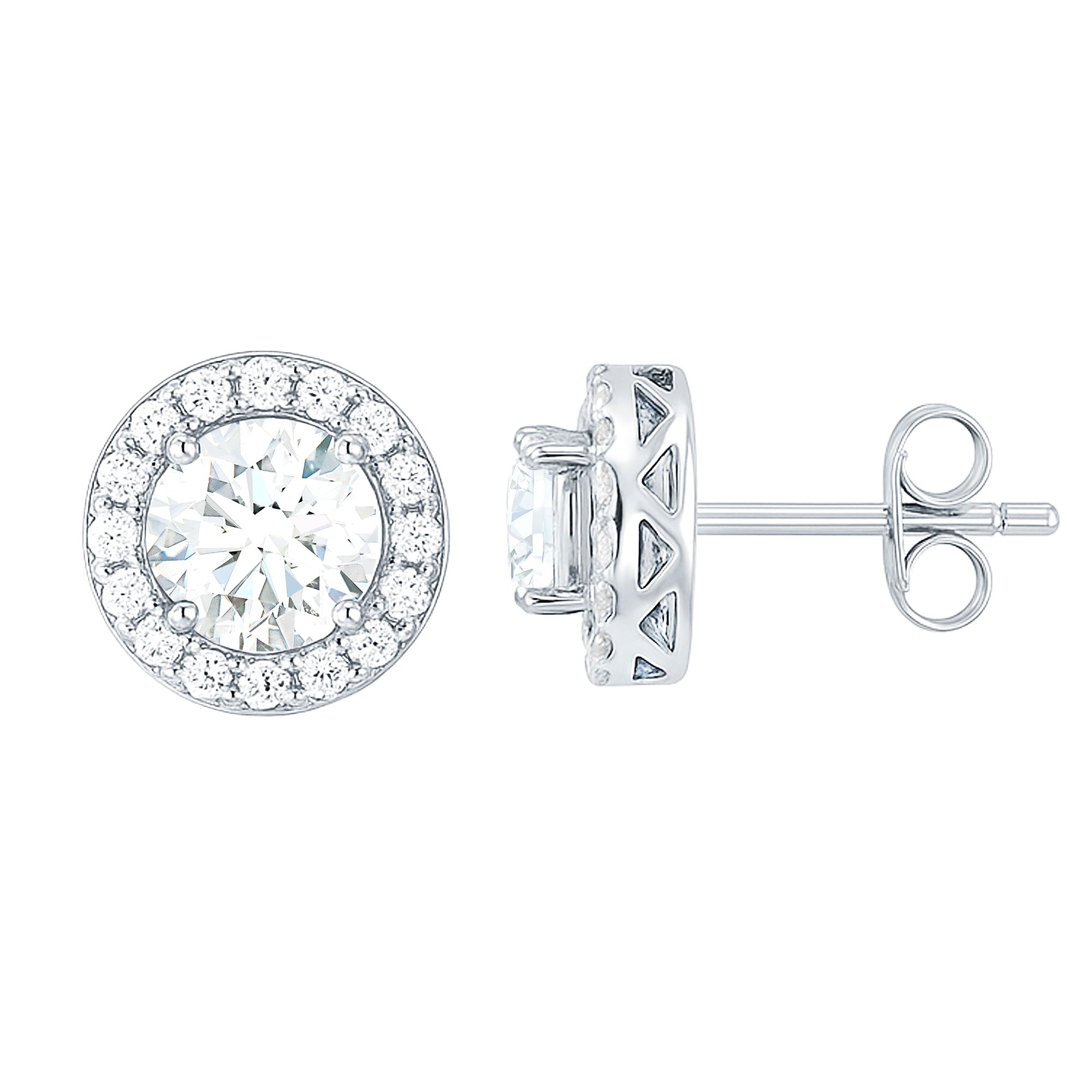 Rosec Jewels-Certified Cubic Zirconia Stud Earrings in Silver