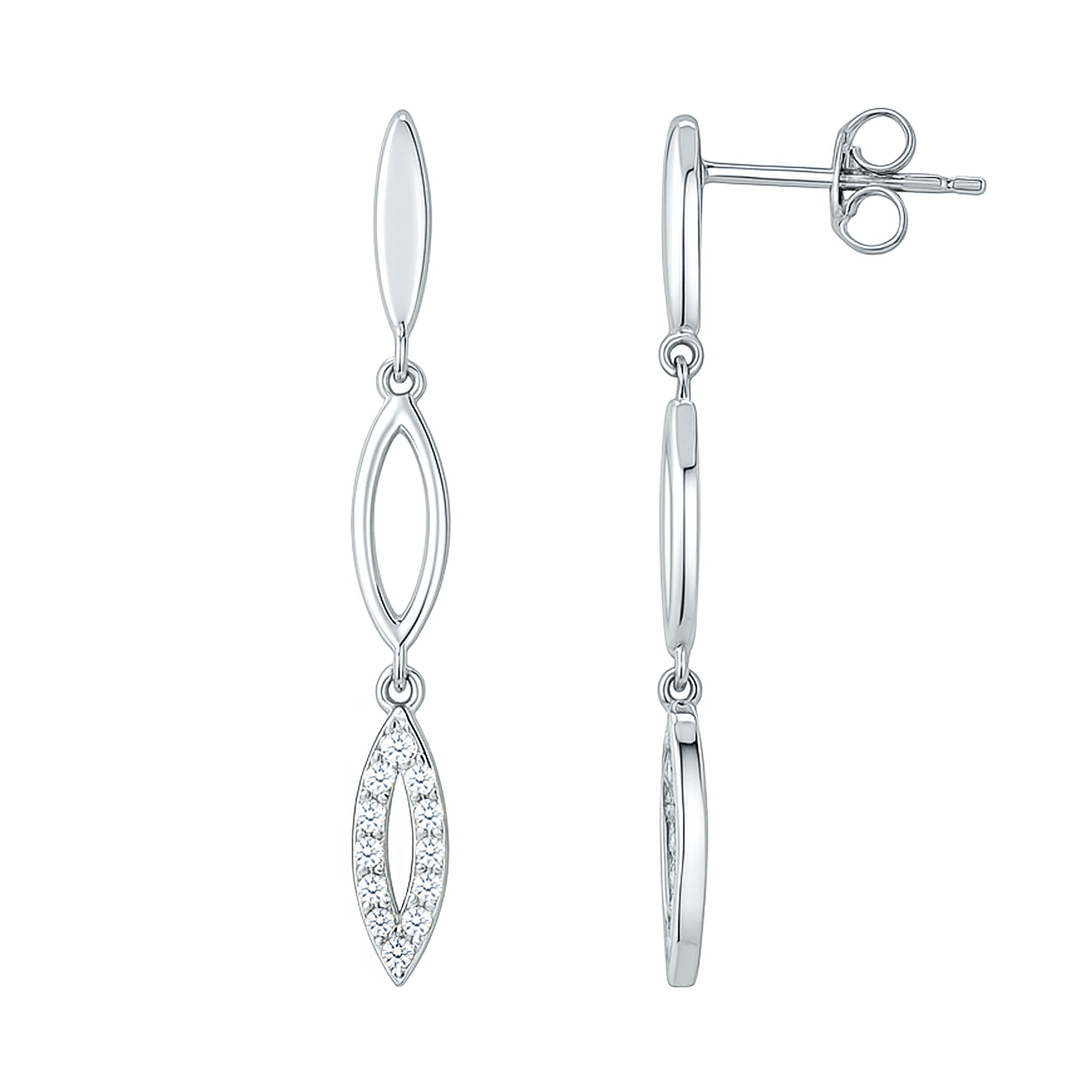 Rosec Jewels-Certified Cubic Zirconia Dangle Earrings in Sterling Silver