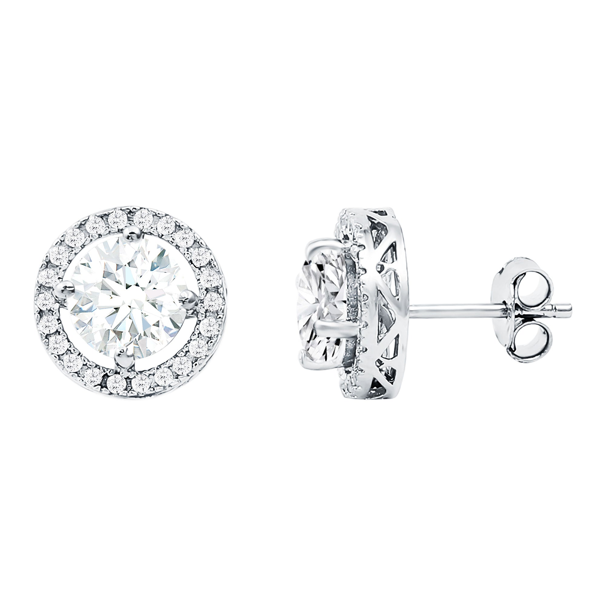 Rosec Jewels-Certified Cubic Zirconia Stud Earrings with Halo