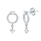 Rosec Jewels-Certified Cubic Zirconia Circle Drop Earrings with Silver
