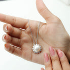 Freshwater Pearl and Moissanite Flower Chain Necklace AAA - Rosec Jewels