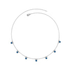 Real London Blue Topaz Station Necklace in Bezel Setting AAA - Rosec Jewels