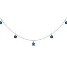 Real London Blue Topaz Station Necklace in Bezel Setting AAA - Rosec Jewels