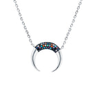 Rosec Jewels-Certified Multi Gemstone Horseshoe Necklace in Silver