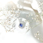 Certified Lab Grown Blue Sapphire Designer Necklace with Diamond Accent AAAA - Rosec Jewels