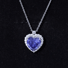 Lab Grown Blue Sapphire Heart of the Ocean Necklace AAAA - Rosec Jewels