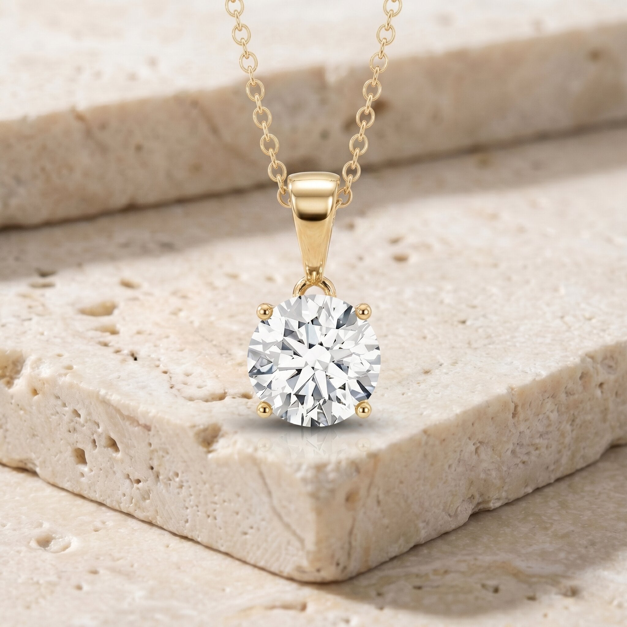 3 Carat Solitaire Lab Grown Diamond Pendant with IGI Certificate Lab - ( E-VS1 ) - Rosec Jewels