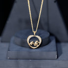 Diamond Elephant Mother Child Necklace Natural - ( HI-SI ) - Rosec Jewels