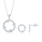 Certified Diamond Circle Necklace Earrings Set Natural - ( HI-SI ) - Rosec Jewels