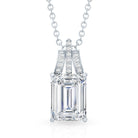 6X8 MM Solitaire Lab Grown Diamond Emerald Cut Necklace Lab - ( EF-VS ) - Rosec Jewels
