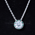 Certified Lab 8 MM Round Diamond Halo Necklace With Emerald Lab - ( EF-VS ) - Rosec Jewels