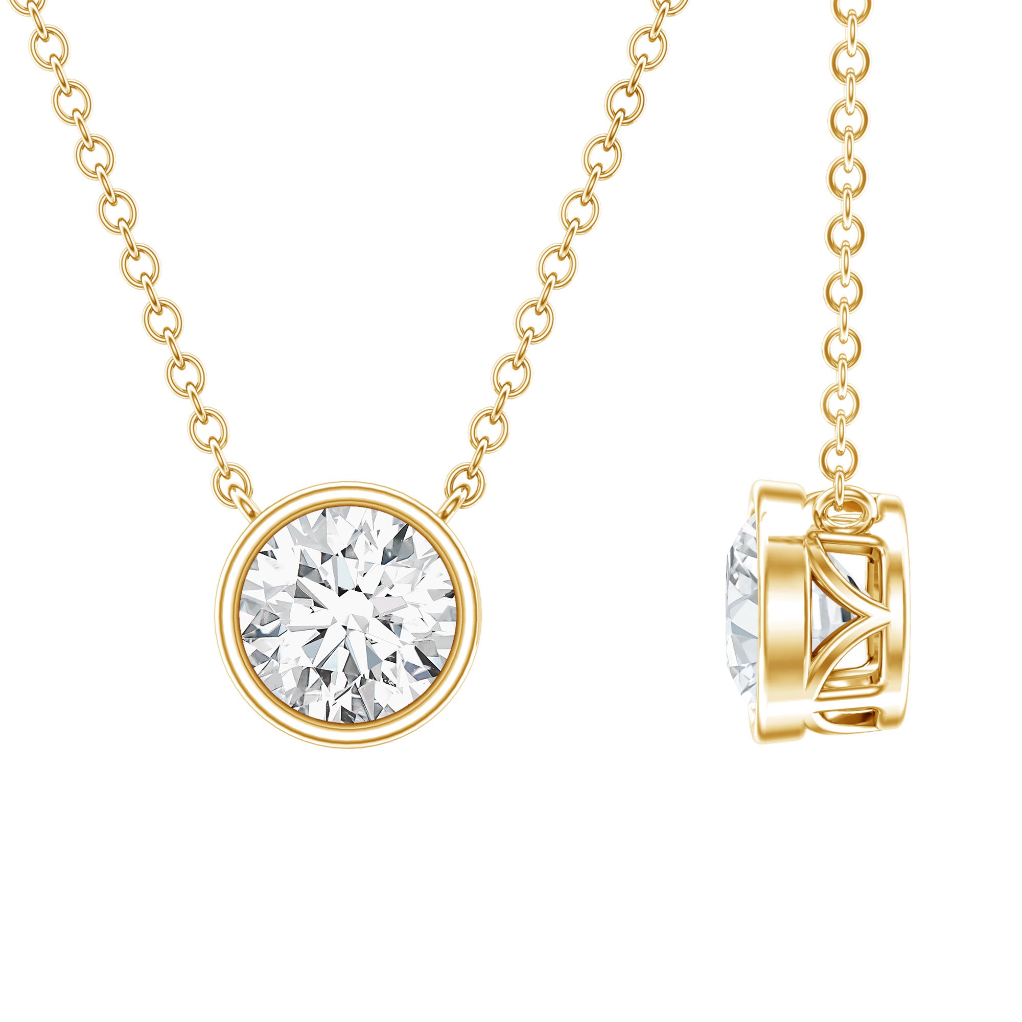 Rosec Jewels-IGI Certified 1 CT Lab Grown Diamond Necklace in Bezel Setting