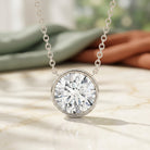 Bezel Set IGI Certified 2 Carat Lab Grown Diamond Solitaire Necklace Lab - ( E-VS1 ) - Rosec Jewels