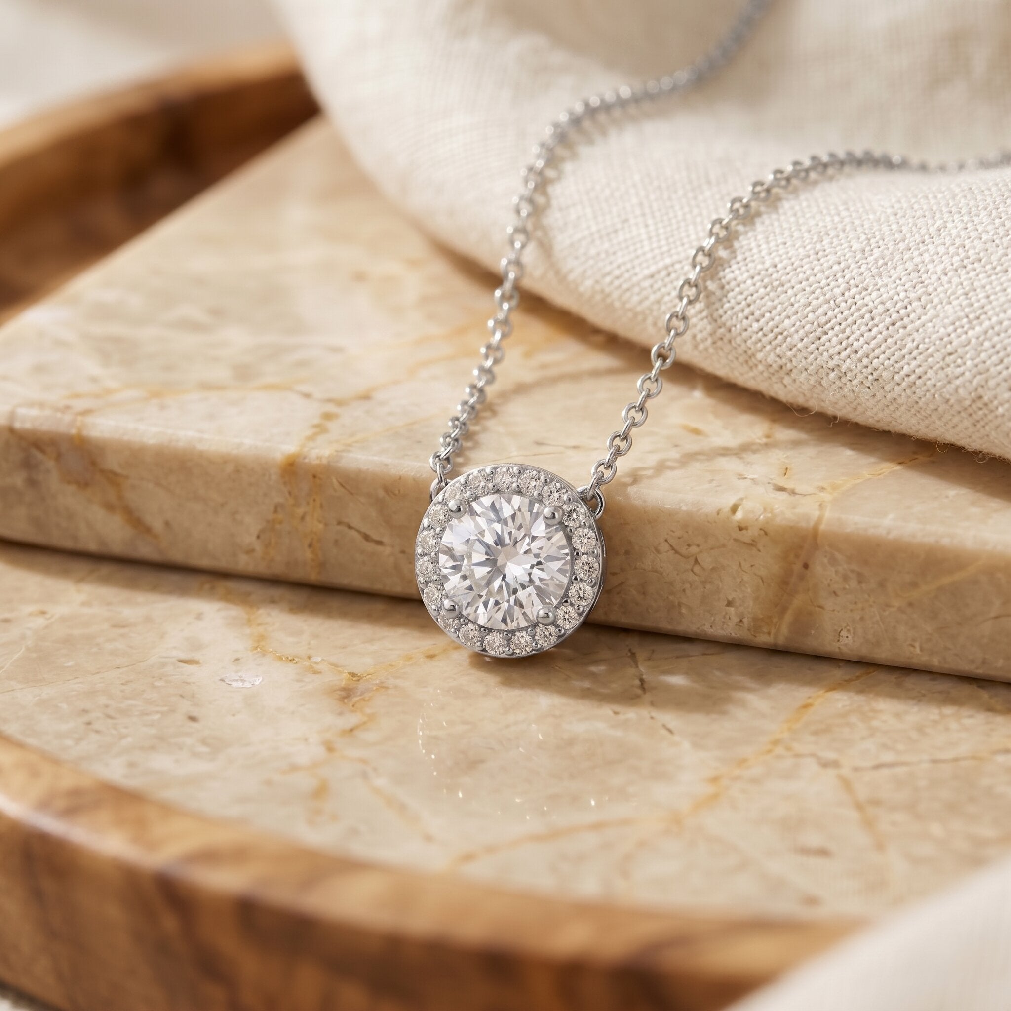1 Carat Lab Grown Diamond Bridal Necklace with IGI Certificate Lab - ( E-VS1 ) - Rosec Jewels