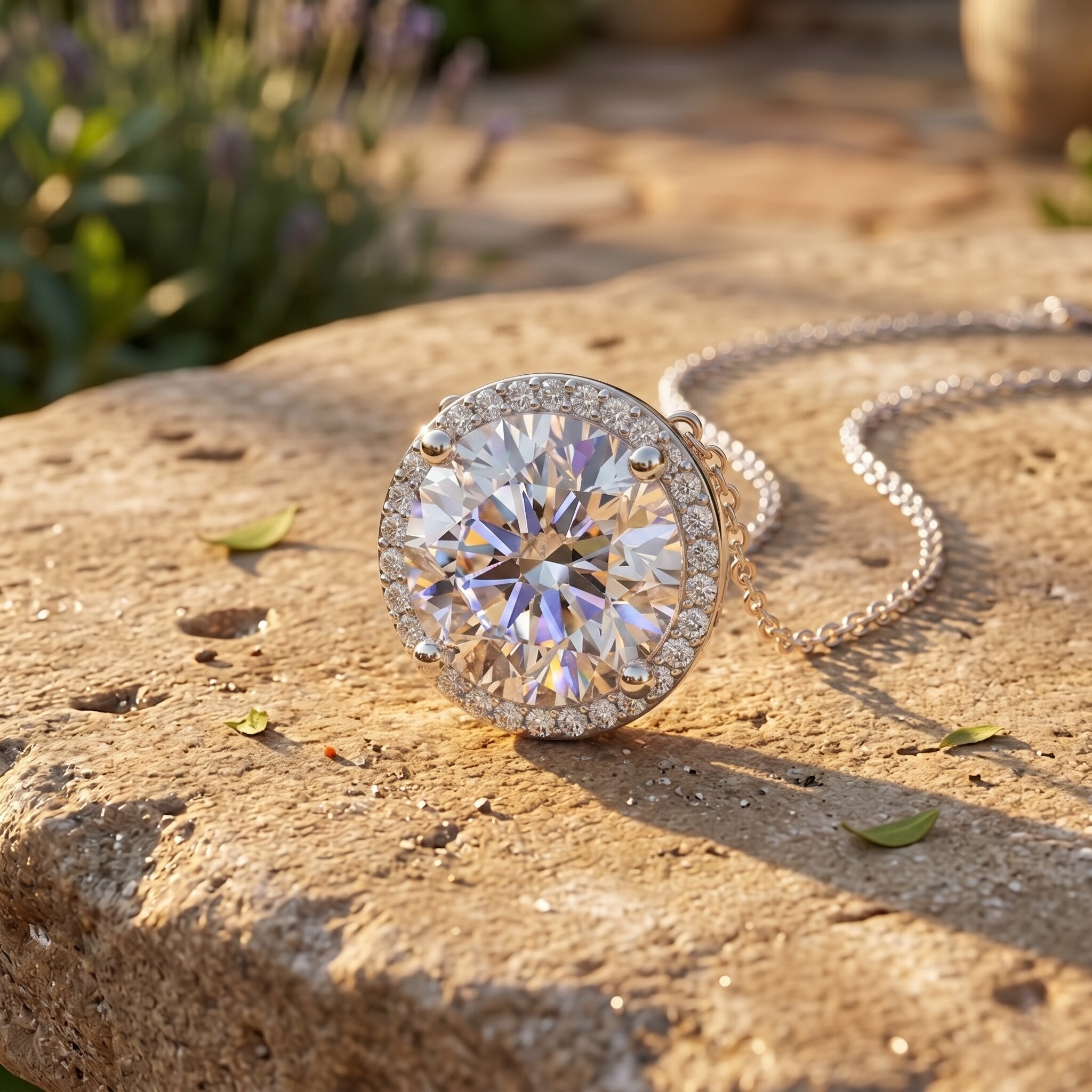 IGI Certified 4 Carat Round Lab Grown Diamond Statement Necklace Lab - ( E-VS1 ) - Rosec Jewels