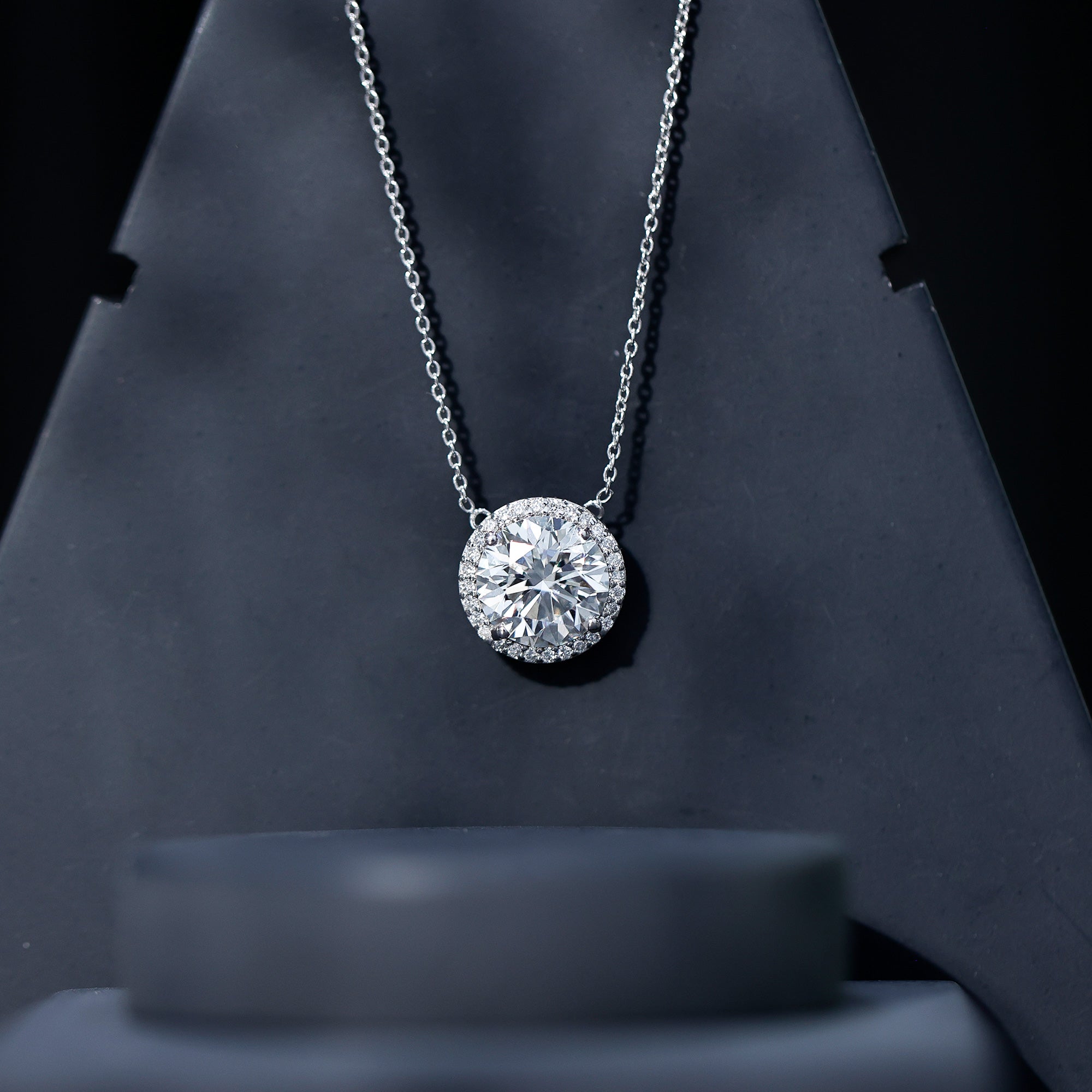 IGI Certified 4 Carat Round Lab Grown Diamond Statement Necklace Lab - ( E-VS1 ) - Rosec Jewels